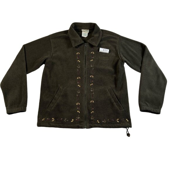 VTG.Northern Reflections Shirt Women's L/S F/Z Embroidered Sweatshirt Green Sm - Picture 11 of 11